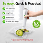 Vacuum Sealer Bags, 40 Reusable Vacuum Sealer Bags For Food, Bpa-Free, Meal Prep And Sous Vide Cooking,Works For Handheld Sealer And Vac Sealer Machine With External Vacuum Systems