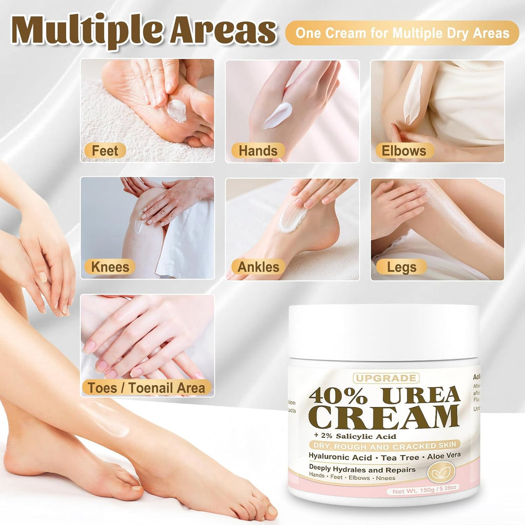 40% Urea Cream for Feet – Maximum Strength Foot Cream for Dry Cracked Heels & Calluses, Deep Softening Heel Repair, Urea Lotion for Body Hydration, Fast-Absorbing Foot Moisturizer for Rough Skin