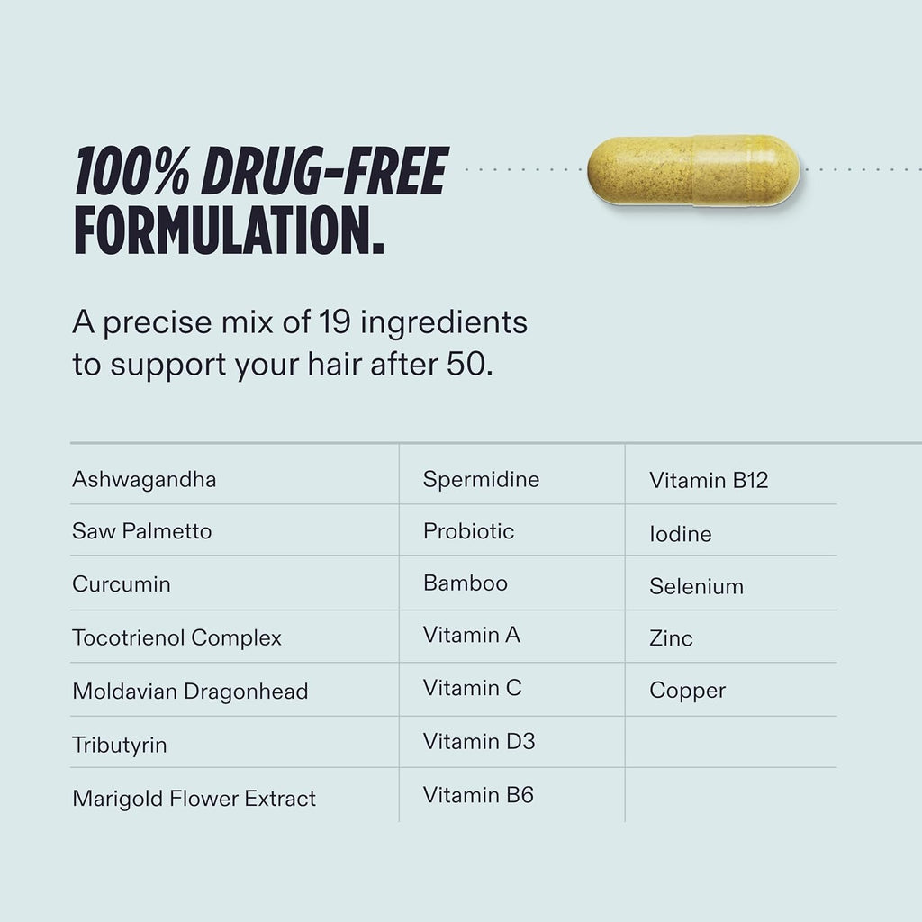 Nutrafol Men 50+ Hair Growth Supplements, Clinically Tested for Visibly Thicker Hair and Scalp Coverage, #1 Dermatologist-Recommended Hair Growth Supplement Brand - 1 Month Supply