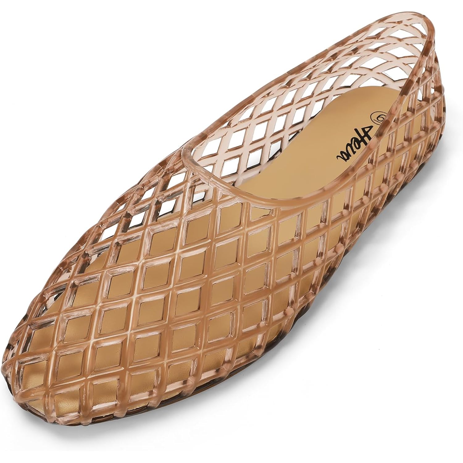 Heva Women'S Jelly Mesh Flats Breathable Clear Hollow Shoes Summer Beach Jellies Ballet Sandals
