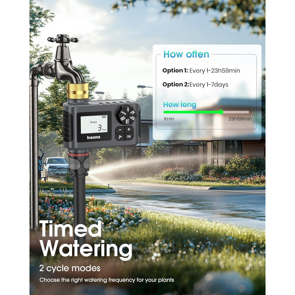 Water Timer For Outdoor Garden Hose, Hose Timer With Rain Delay/Manual Mode, Automatic Drip Irrigation Controller System For Lawn Yard Garden Watering