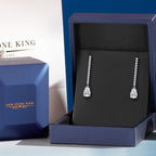 Gem Stone King 1.82 Cttw 14K White Gold White Lab Grown Diamond Long Liner Dangle Teardrop Earrings for Women | Pear Shape 8X5MM | F-G Color | VS1 Clarity | White Gold Chain Drop Earring