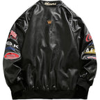 Aelfric Eden Faux Leather Racing Jacket Oversized Motorcycle Biker Racer Jackets Streetwear Unisex