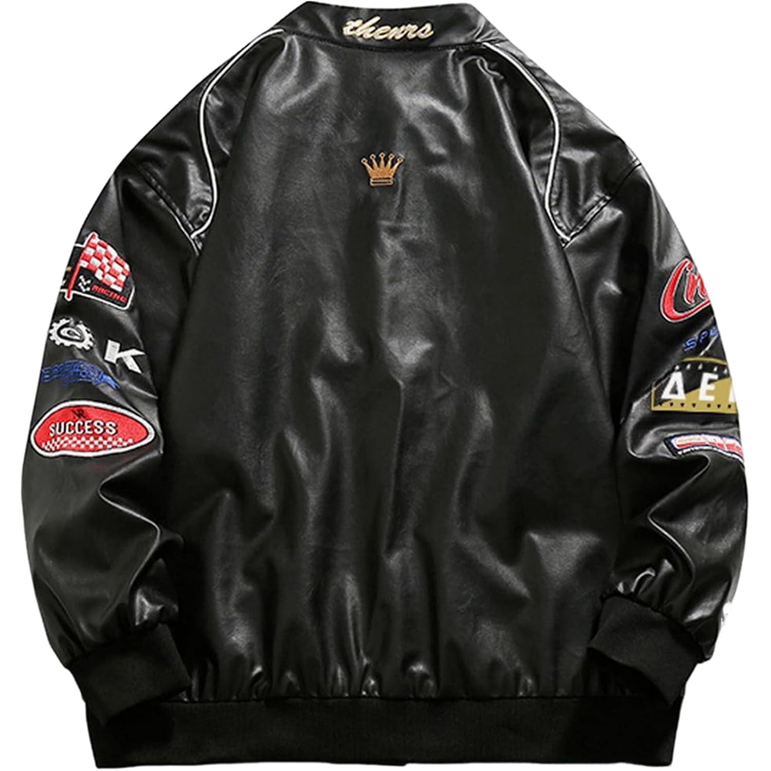 Aelfric Eden Faux Leather Racing Jacket Oversized Motorcycle Biker Racer Jackets Streetwear Unisex