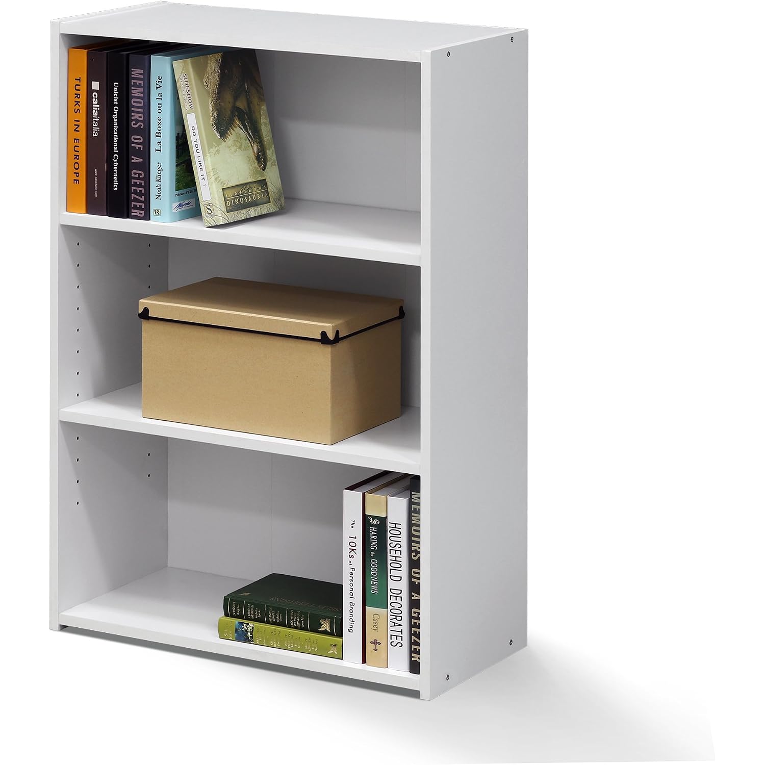 Furinno Wright Book Shelf, 3-Tier Modern Bookshelf, Bookcase With Closed Back, 11.6" X 24.5" X 35.3", For Living Room, Bedroom, Home Office, Soft White