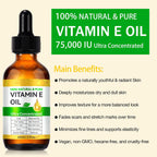 Flasture Vitamin E Oil 75,000 Iu – 100% Pure Natural Vitamin E For Skin, Face, Hair, Scars – Deep Moisturizing Body Oil For Dry Skin, Wrinkles – Cold-Pressed, Non-Gmo,Skincare – 2 Fl Oz