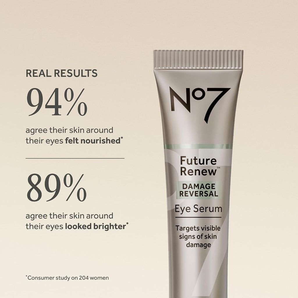 No7 Future Renew Damage Reversal Eye Serum - Nourishing Under Eye Serum For Sun Damaged Skin Repair, Fine Lines & Wrinkles, And Uneven Texture - Suitable For Sensitive Skin (0.5 Fl Oz)