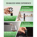 Circle Joy Electric Wine Opener Rechargeable, 7-In-1 Automatic Wine Bottle Opener Gift Set With Electric Vacuum Pump, Foil Cutter, Aerator Pourer, 2 Stoppers & Charging Base, Black
