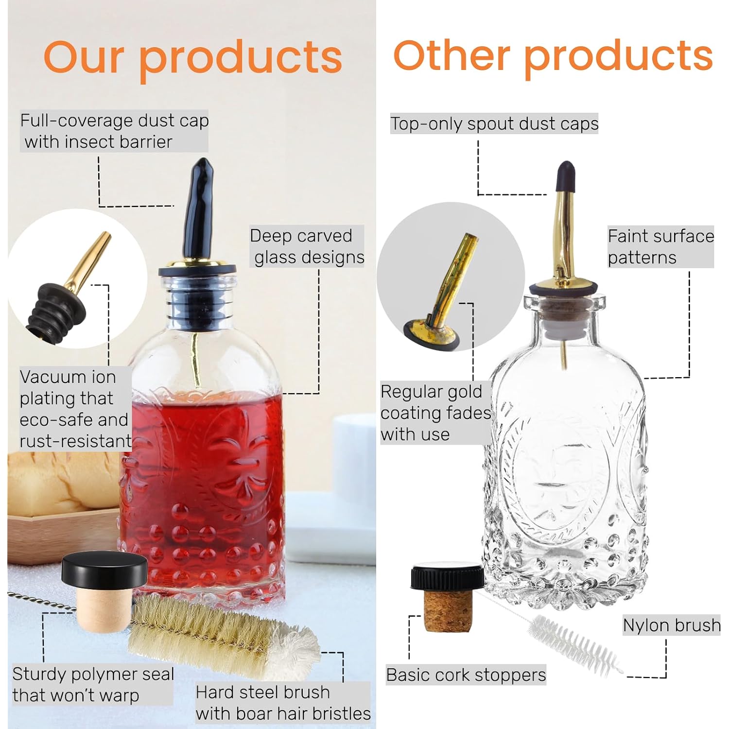Shining Craft Coffee Syrup Dispenser Bottles Set 2 Pack 7 Oz Simple Small Syrup Bottles Set With Metal Pour Spout Ideal For Coffee Syrups, Condiments, Coffee Bar, Sc056 (2 Pack)