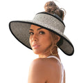 FURTALK Sun Hats for Women Wide Brim Beach Hat Straw Visor Ponytail Summer UV Packable Foldable Beach Vacation Essentials