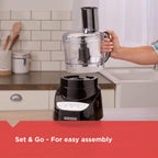 BLACK+DECKER 8-Cup Food Processor, Easy Assembly, Stainless Steel S-Blade, Shred, Slice, Chop, Puree, 450W Motor