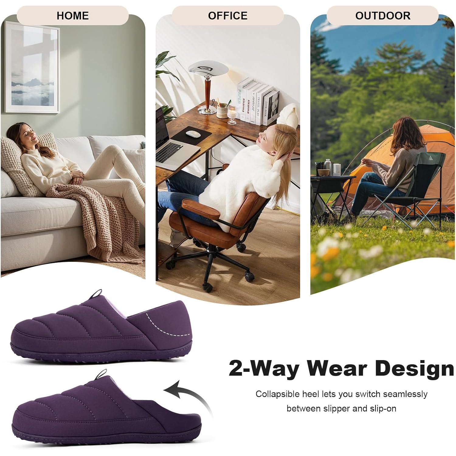 Longbay Women'S Comfy Slippers Indoor Outdoor House Shoes With Removable Insole & Non-Slip Sole