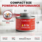 COMFICOVE 6 Hour Chafing Fuel Cans | 12 Pack Canned Heat Food Warmer Fuel Canister for Chafing Dish Buffet Set | Burners for Food Warmer with Wick