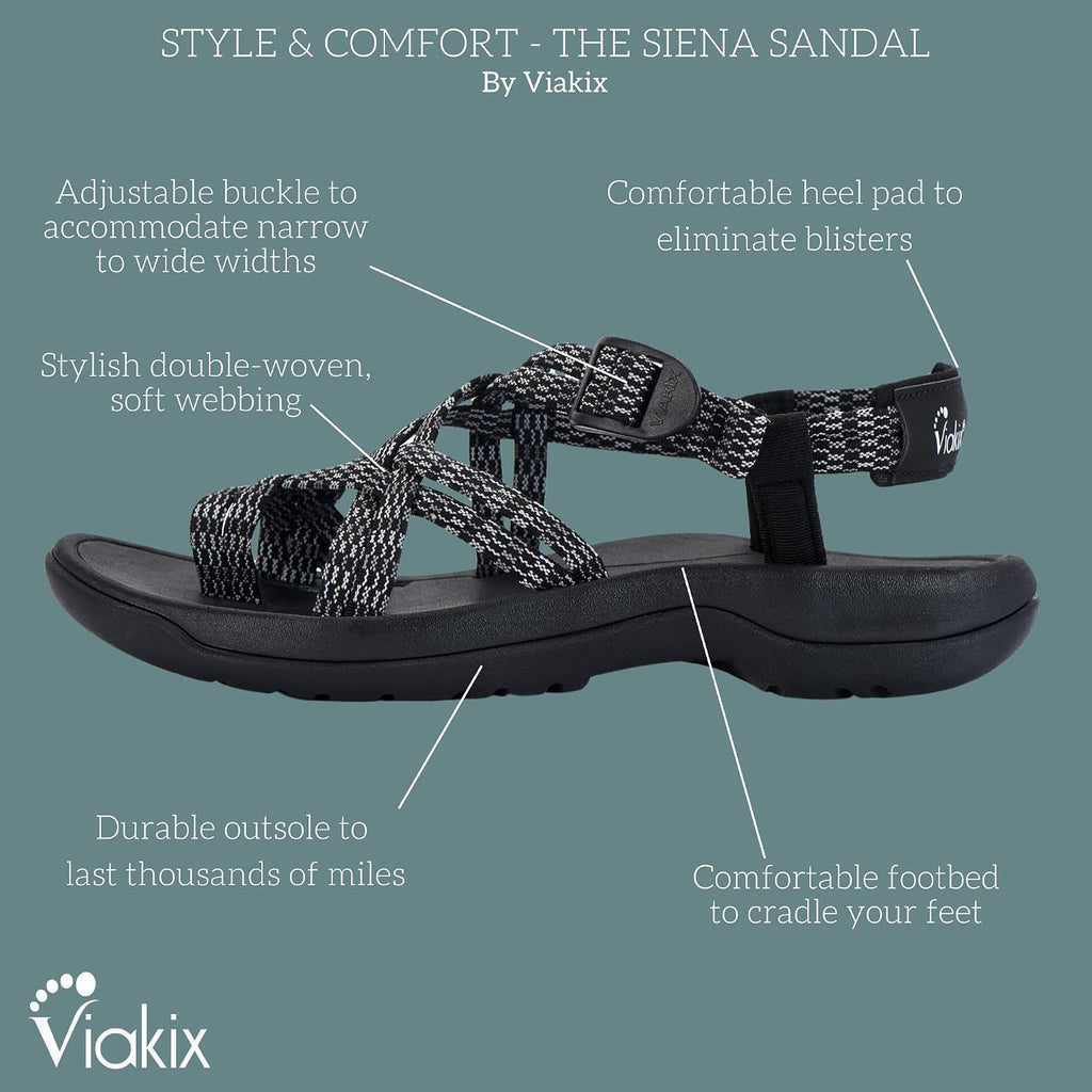 Viakix Womens Walking Sandals: Cute Stylish Comfy Athletic Sport Outdoor Hiking Sandal For Trekking Water Wide Width Beach