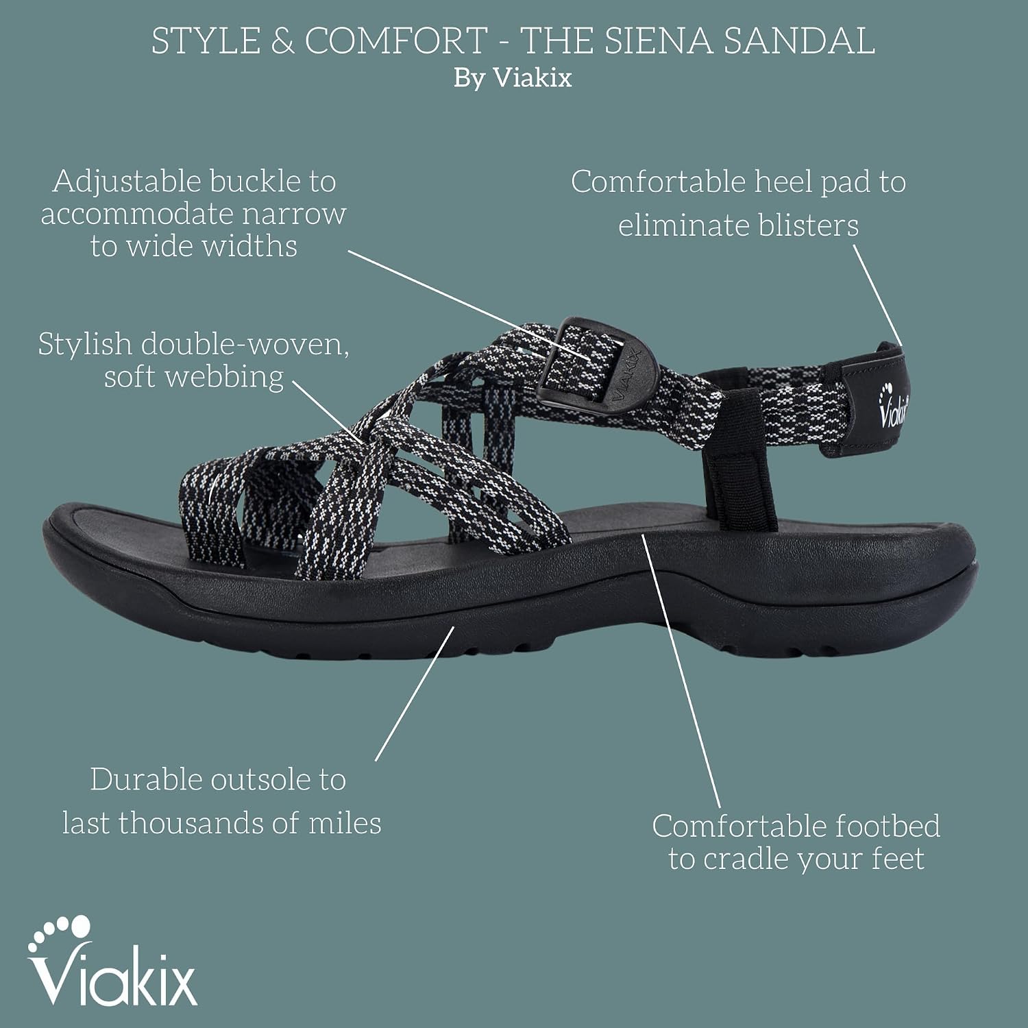 Viakix Womens Walking Sandals: Cute Stylish Comfy Athletic Sport Outdoor Hiking Sandal For Trekking Water Wide Width Beach