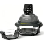 5-in-1 Glass Air Fryer for Healthy Oil-Free Cooking, Portable 1500W Countertop Cooker with 4QT & 6-Cup Glass Bowl, Non-Toxic Design & Dishwasher Safe for Single & Family Meals