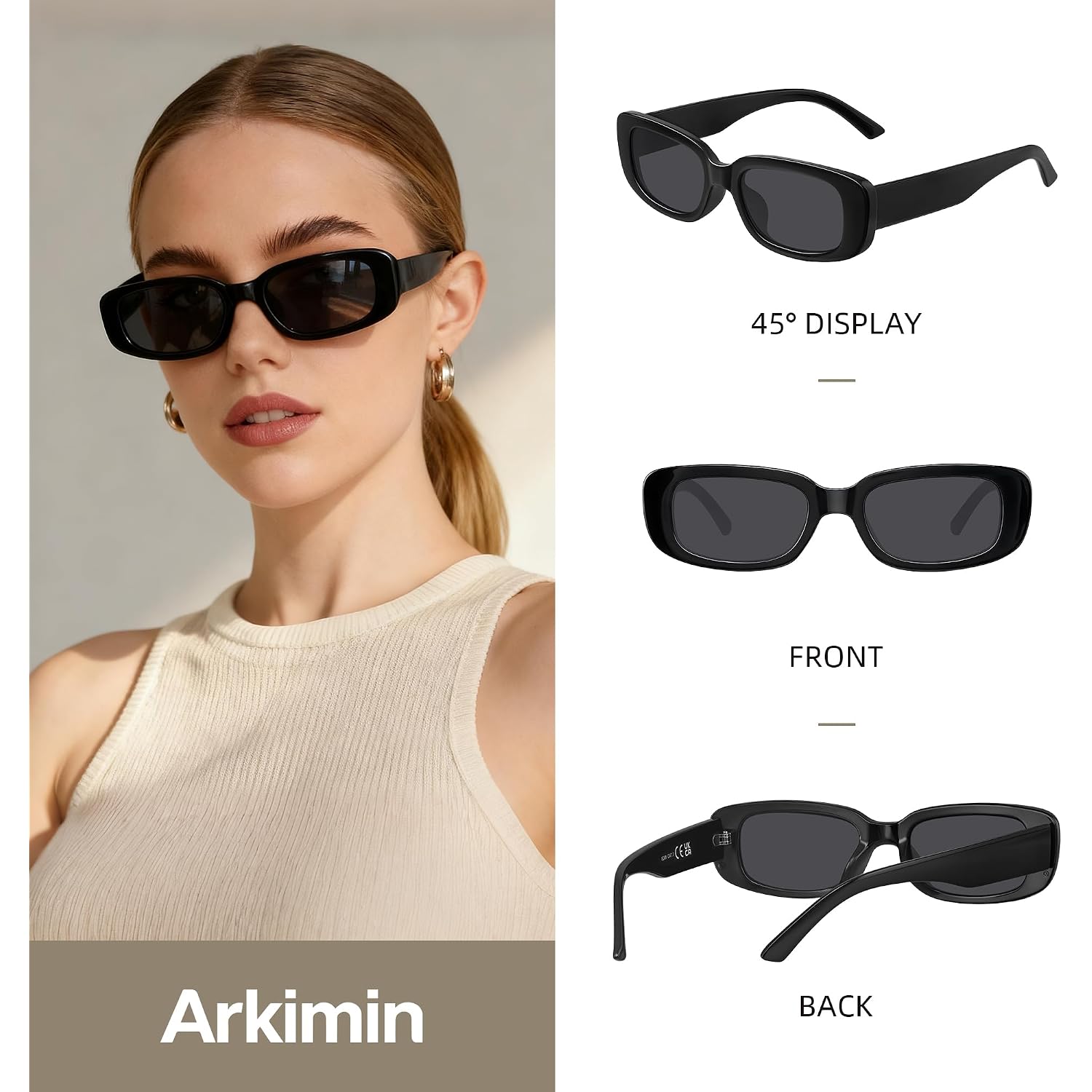 Rectangle Sunglasses For Womens Men - Trendy Y2K Retro Sun Glasses 90’S Vintage Fashion Uv400 Protection Eyeglasses