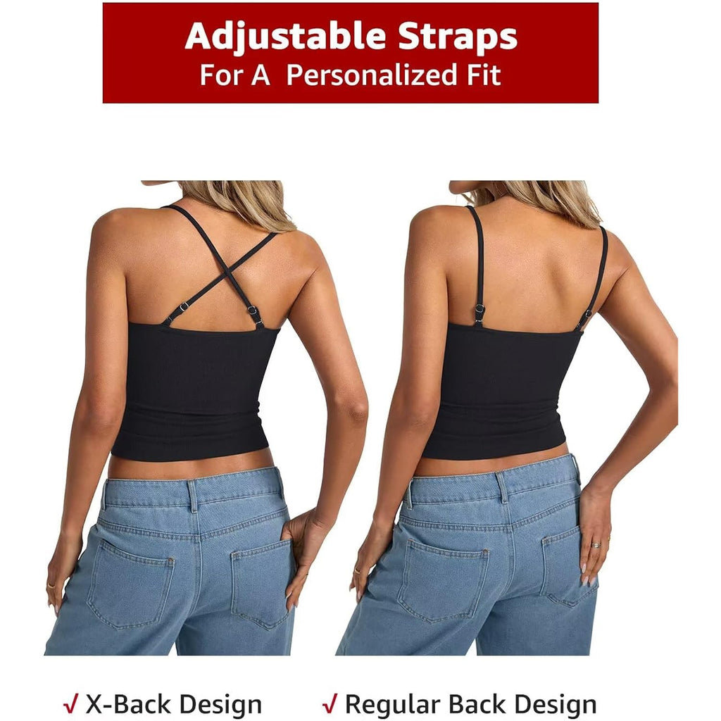 Womens Lace Camisole Tops Square Neck Ribbed Tank Tops Adjustable Spaghetti Straps Sleeveless Summer Shirt 2026