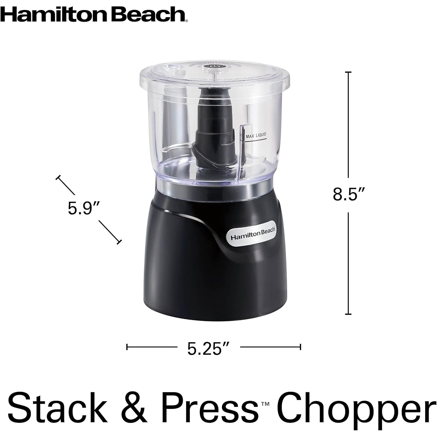 Hamilton Beach Electric Vegetable Chopper & Mini Food Processor, 3-Cup, 350 Watts, for Dicing, Mincing, and Puree, Black (72850)
