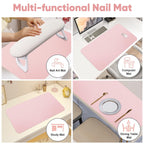 Subay Nail Art Table Mat, (MAT ONLY) Soft Microfiber PU Leather Nail Hand Rest for Nail Arm Rest Cushion, Foldable Nail Art Rest Pillow Manicure Pad Desk Mat - Pink