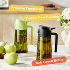 16Oz/470Ml Olive Oil Dispenser For Kitchen With Stickers - 2 In 1 Olive Oil Sprayer For Cooking, Air Fryer, And Salad, Black&Green (Light-Proof Kitchen Gadget)