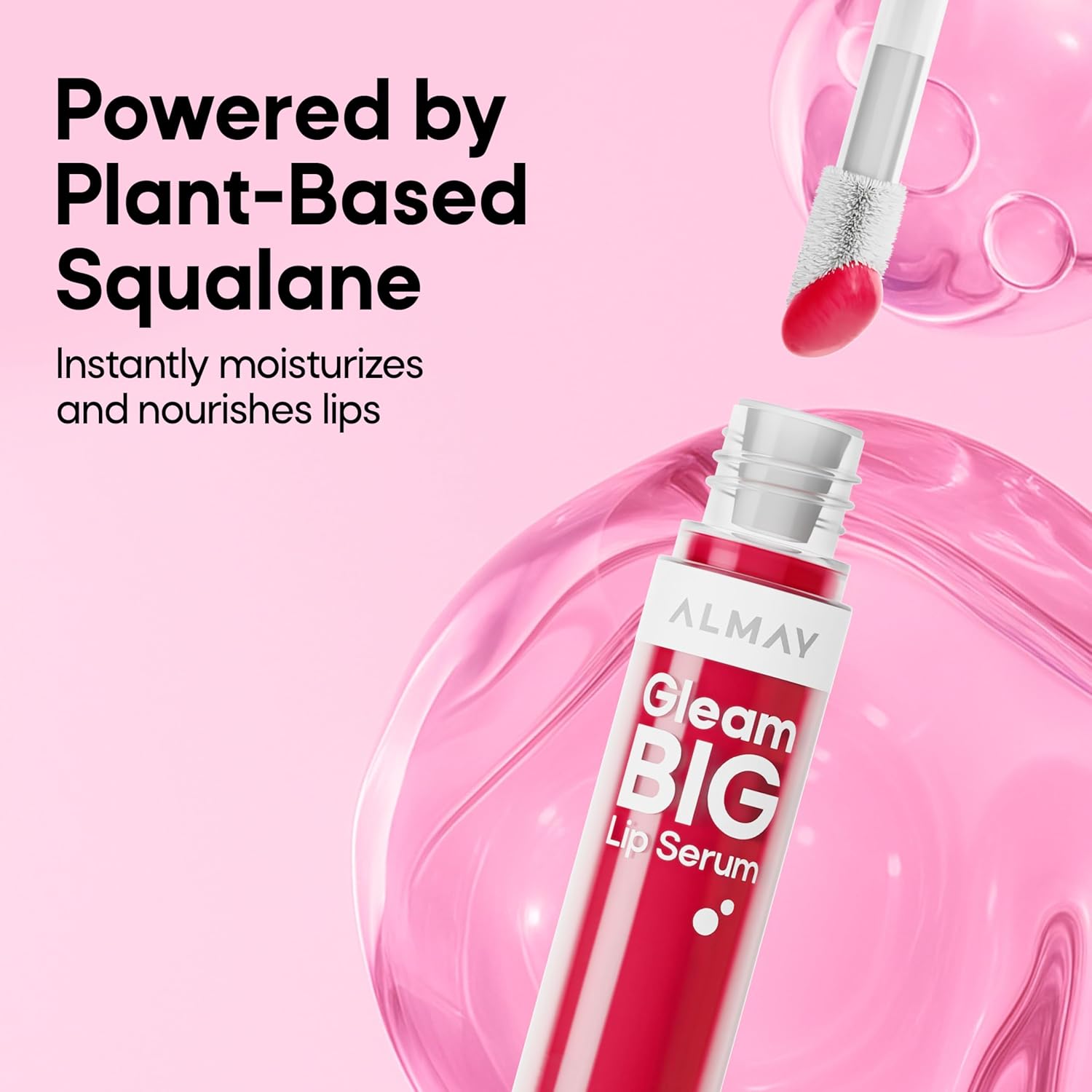 Almay Gleam Big™ Lip Serum, Hydrating and Moisturizing, Hypoallergenic Lip Gloss, Non-Sticky, 400 Berry Excited, 0.13 fl oz