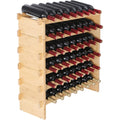 Vevor 6-Tier 48 Bottles Stackable Modular Wine Rack, Freestanding Wines Holder Display Shelf, Solid Bamboo Wood Storage Racks, Wobble-Free Shelves For Kitchens, Dining Rooms, Cellars, Natural Color