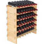 Vevor 6-Tier 48 Bottles Stackable Modular Wine Rack, Freestanding Wines Holder Display Shelf, Solid Bamboo Wood Storage Racks, Wobble-Free Shelves For Kitchens, Dining Rooms, Cellars, Natural Color