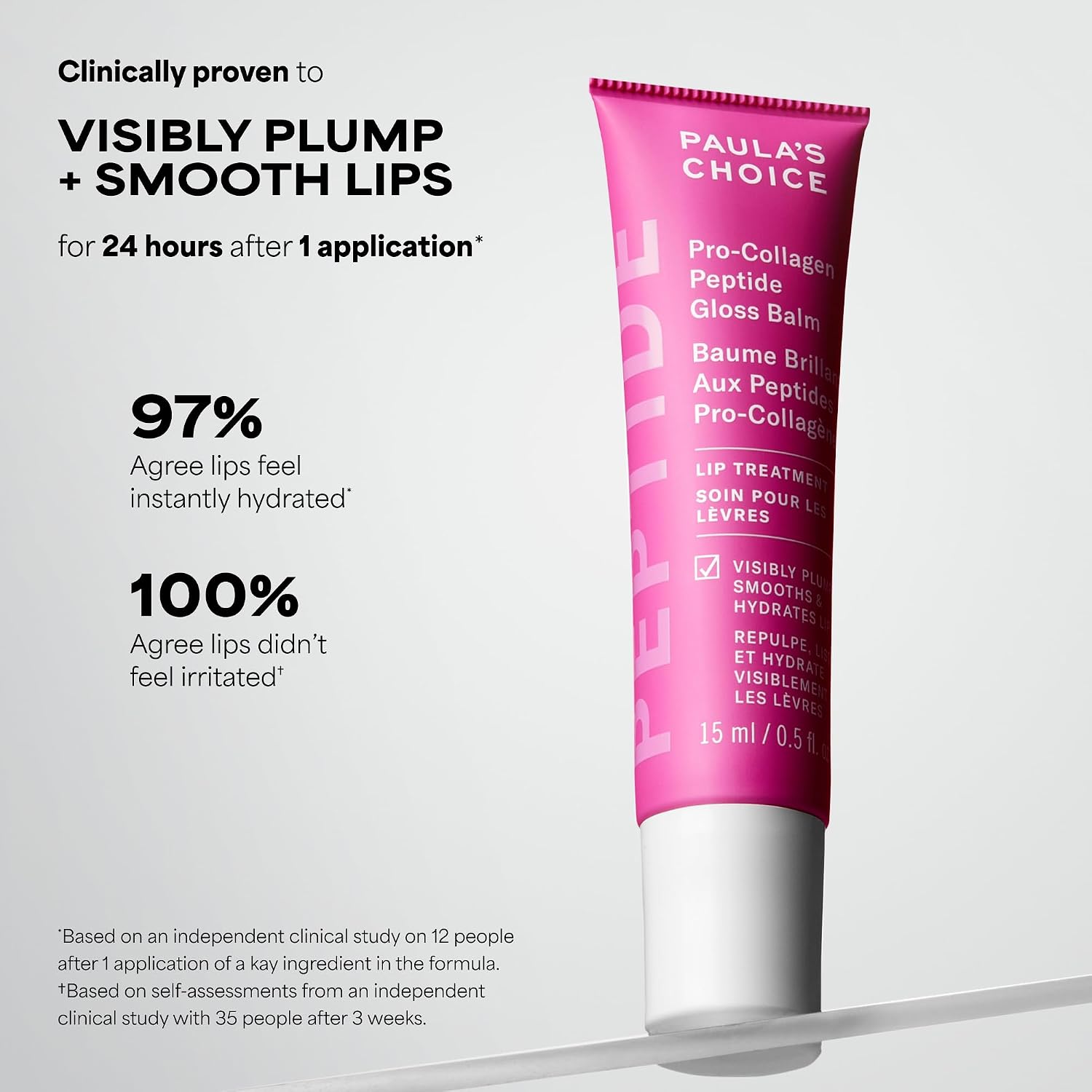 Paula'S Choice Pro-Collagen Peptide Gloss Lip Balm, Hydrates & Smooths Lips, Sheer & Glossy Finish For Fuller Lips, Sheer Tint, Non-Sticky, Cruelty-Free