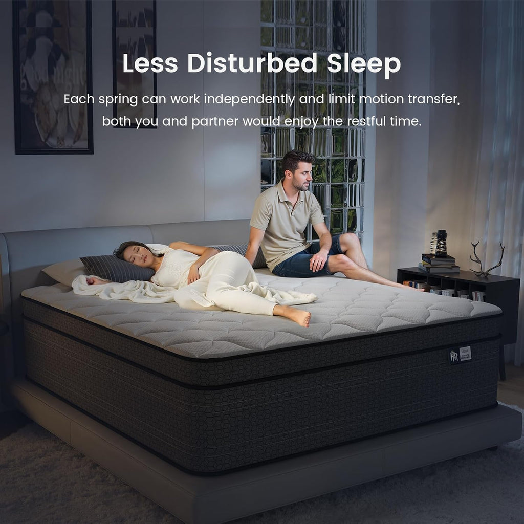 Ruoyson Full Mattress, 10 Inch Firm Hybrid Full Size Mattress In A Box, Strong Edge Support, Motion Isolation, With 7-Zones Pocket Springs, Fiberglass-Free, Pressure Relief, Certipur-Us