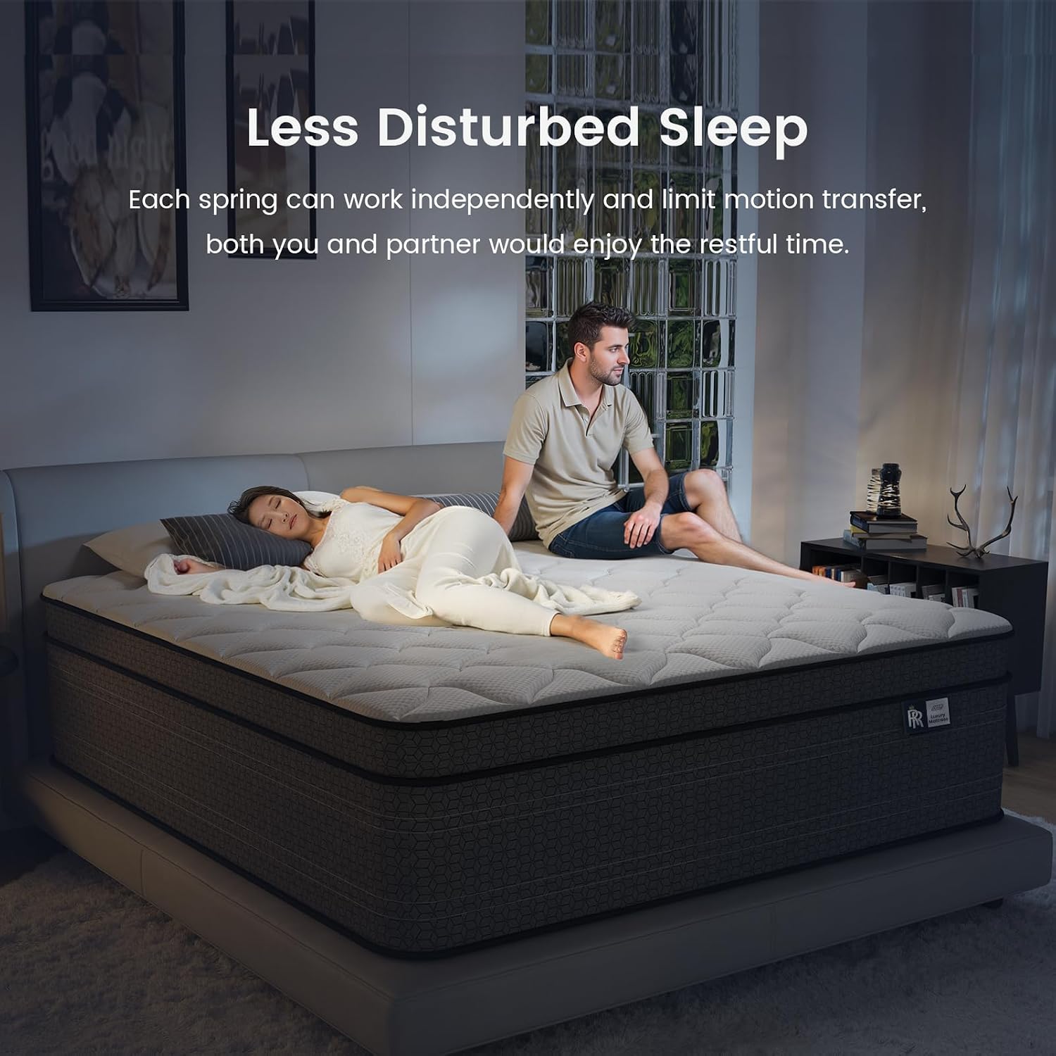 Ruoyson Full Mattress, 10 Inch Firm Hybrid Full Size Mattress In A Box, Strong Edge Support, Motion Isolation, With 7-Zones Pocket Springs, Fiberglass-Free, Pressure Relief, Certipur-Us