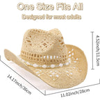 Cowboy Hat,Cowgirl Hat,Cowboy Hats For Women/Mens/Straw Wide With Shapeable Brim Cowboy Hat For Womens/White/Black.