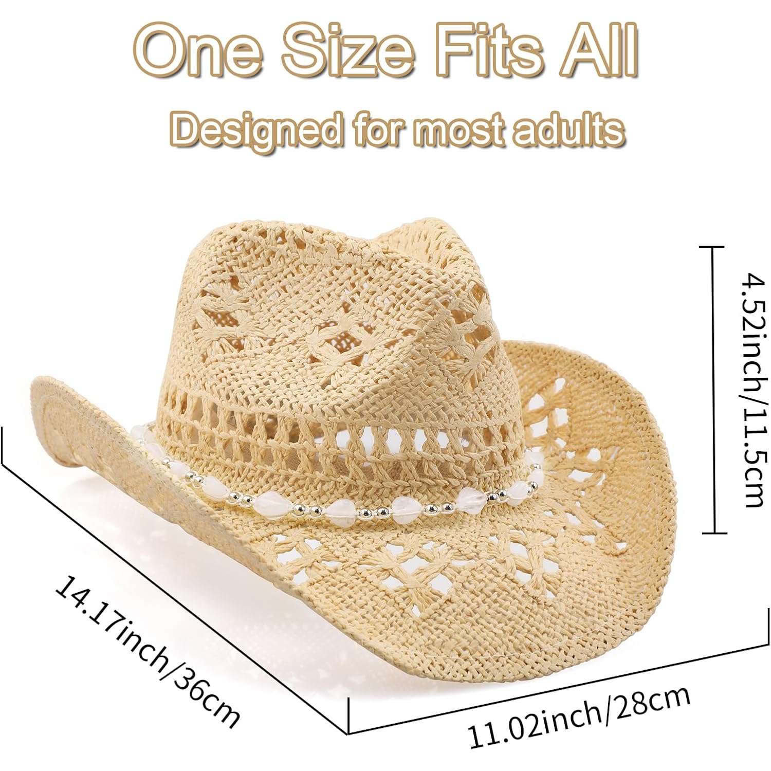 Cowboy Hat,Cowgirl Hat,Cowboy Hats For Women/Mens/Straw Wide With Shapeable Brim Cowboy Hat For Womens/White/Black.