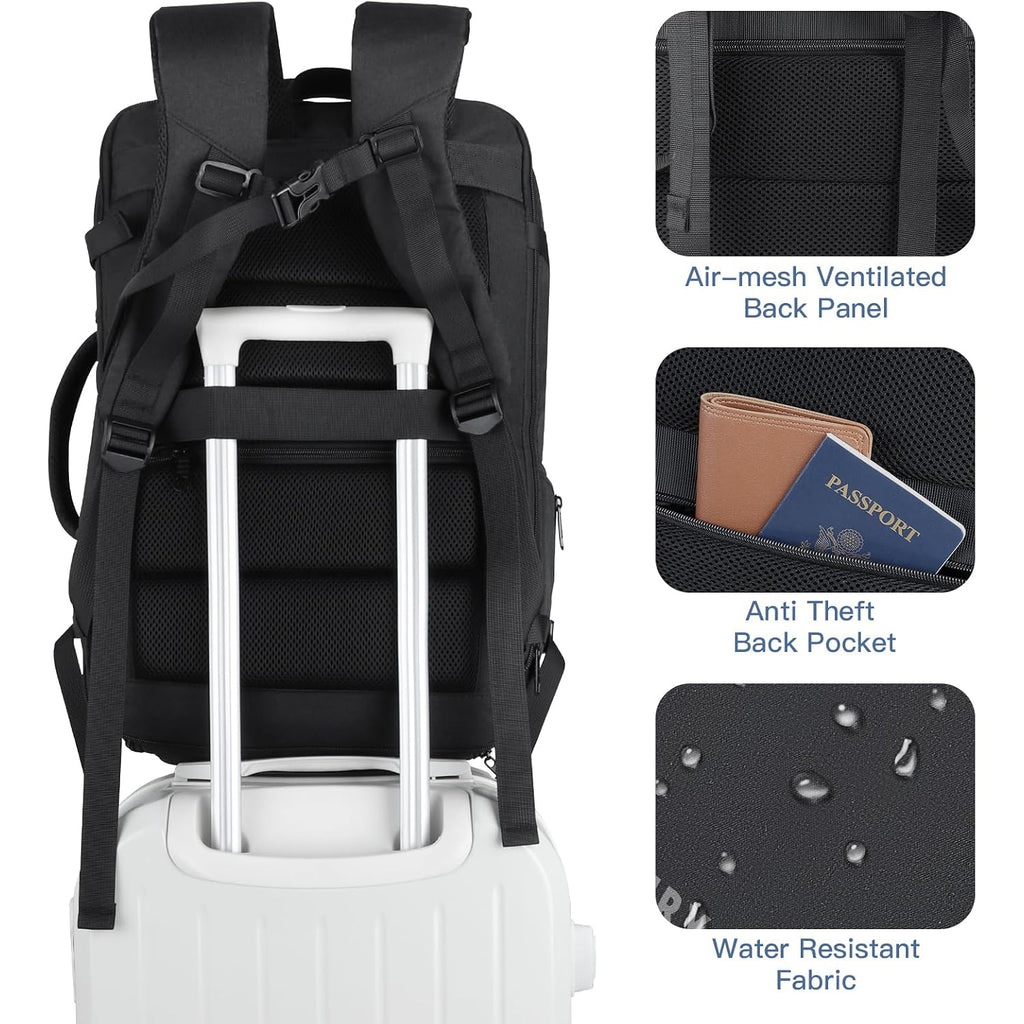 Tsa Flight Approved Laptop Backpack, 50L Expandable Carry On Backpack