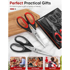 Ibayam Kitchen Scissors Shears All Purpose Heavy Duty, Protective Sheath | 2-Pack, Ultra-Sharp Stainless Blades, Soft Comfort-Grip, Dishwasher Safe, Cutting Food Cooking Meat Poultry Kitchen Utensils