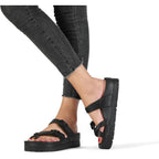 Womens Arch Support Platform Sandals Comfort Slides Thick Soles Flat Sandals With Adjustable Buckle & Ultra Cushion