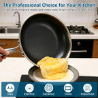 8 Inch Tri-Ply Stainless Steel Hybrid Frying Pan, Ceramic Nonstick Skillet, Induction & Oven Safe 600°F, PFAS/PFOA Free Professional Clad Cookware