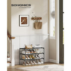 Songmics Shoe Rack, Space-Saving, Entryway, Metal Frame | Space-Saving Shoe Storage Organizer, Non-Woven Fabric Shelves, Ulsh023Bh01