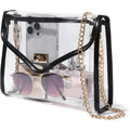 Clear Purse For Women Stadium Approved, Clear Crossbody Bag With Leather Edging For Concert Sports Events