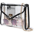 Clear Purse For Women Stadium Approved, Clear Crossbody Bag With Leather Edging For Concert Sports Events
