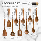 Wooden Spoons For Cooking, Nonstick Cooking Utensil Set With 10 Piece Acacia Wooden Spatulas And Spoons For Cooking, Terrific For Everyday Kitchen Tasks