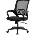 BestOffice | Ergonomic Office Chair | Mid-Back Swivel Desk Chair | Breathable Backrest & Lumbar Support | Adjustable Height | Sponge Seat | Rolling Wheels | Dark Black | for Adults & Women