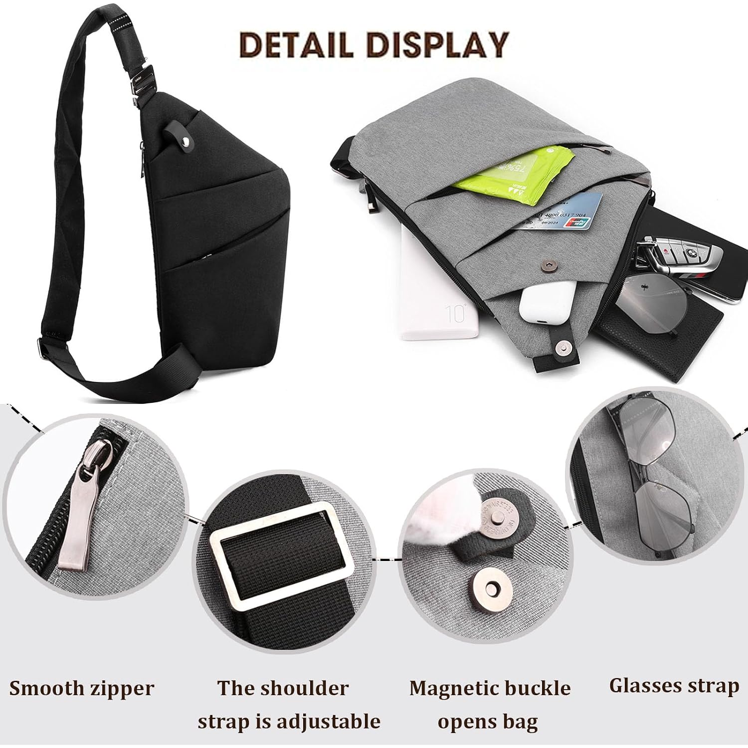 Crossbody Travel Bags For Women, Anti Theft Proof Safe Slim Sling Travel Purses, Personal Flex Shoulder Bag For Men Women