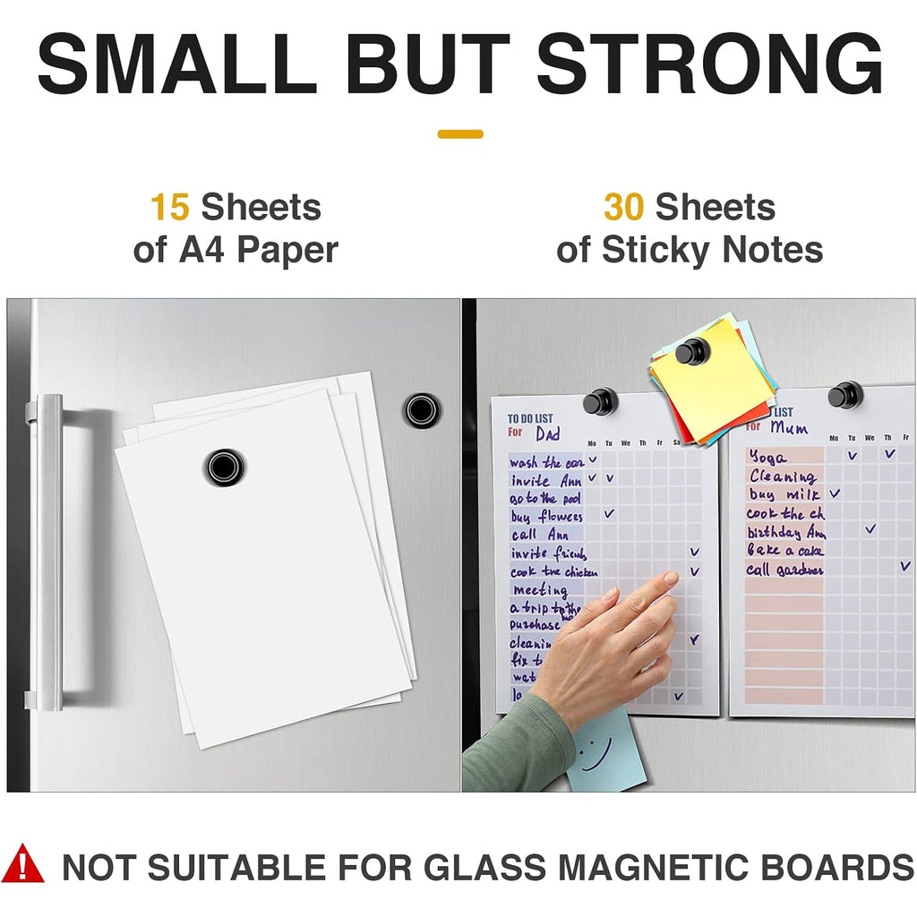 30Pcs Fridge Magnets Refrigerator Magnets Strong For Pictures, Black | For Pictures Refrigerator Whiteboard Classroom Office Locker