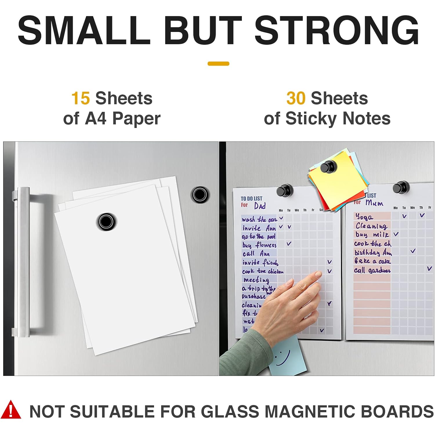 30Pcs Fridge Magnets Refrigerator Magnets Strong For Pictures, Black | For Pictures Refrigerator Whiteboard Classroom Office Locker
