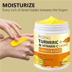 Turmeric & Vitamin C Hand and Foot Cream – Moisturizing Treatment for Dry, Rough Skin – Fast Absorbing, Non-Greasy Formula – Hydrates & Soothes Cracked Heels & Hands (8.8OZ)