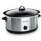 Crock-Pot 7-Quart Manual Slow Cooker, Family Size Serves 8+ People & Fits 6-lb Roast, Removable Stoneware with Warming Setting, Dishwasher Safe for Easy Cleanup, Stainless Steel
