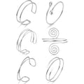 6Pcs Boho Coil Arm Cuff Bangle Set - Adjustable Minimalist Open Arm Cuff Armlet Armband