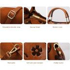 Travistar Floral Handbags Purses Women - Embossed Leather Top Handle Handbag Set Large Shoulder Bag Ladies Bucket Hobo Tote