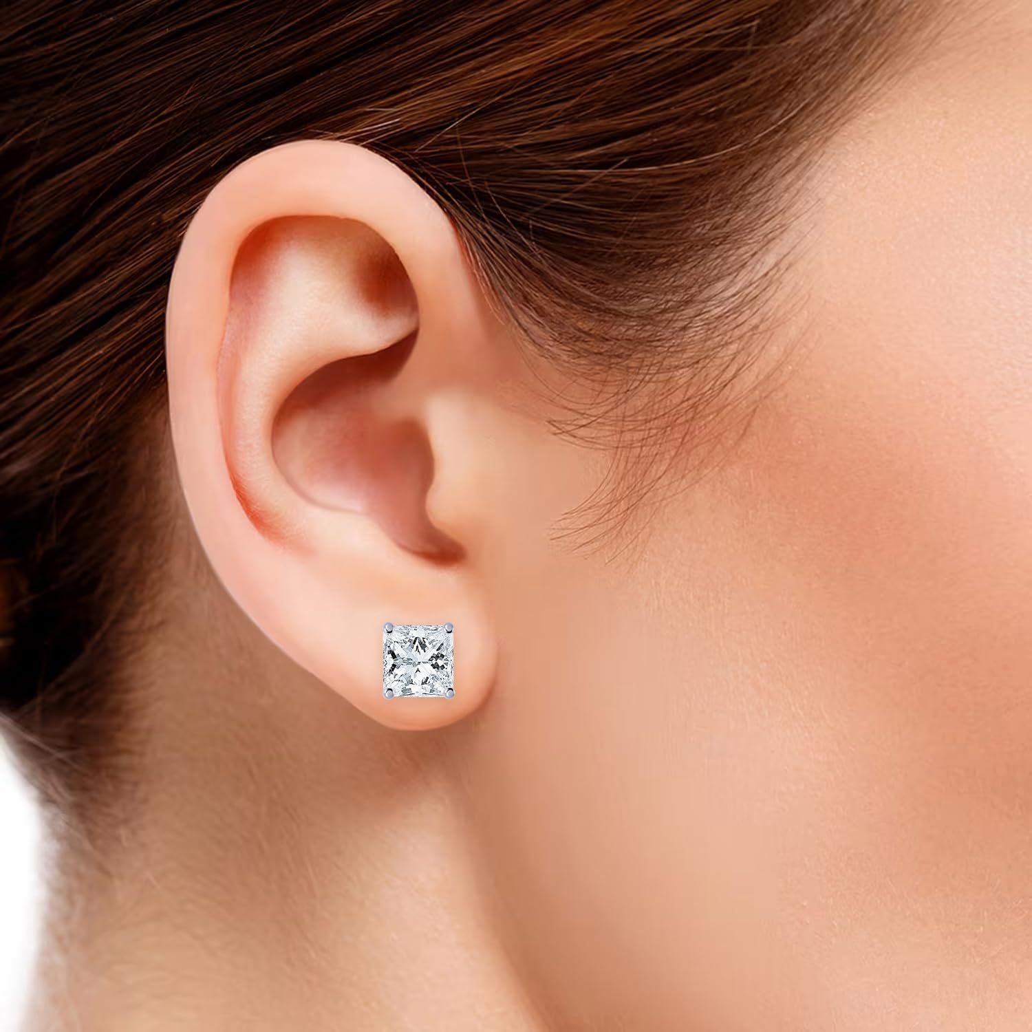 0.5 to 10 Carat 14K White Gold IGI Certified LAB GROWN Princess Cut Diamond Stud Earrings for Women 4 Prong Screw Back (E-F Color, VS2-SI1 Clarity)